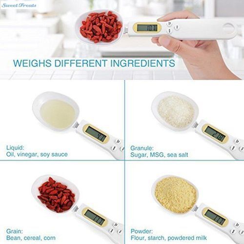 500g/0.01g Digital Spoon Scale,LCD Display Digital Kitchen Food Scale Measuring Cups Food Weight Scale,White