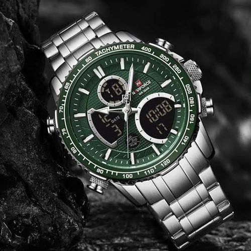Montre Luxe Homme Double Affichage Analogique et Digital Écran LED Lunette Tachymétrique – Série Prestige