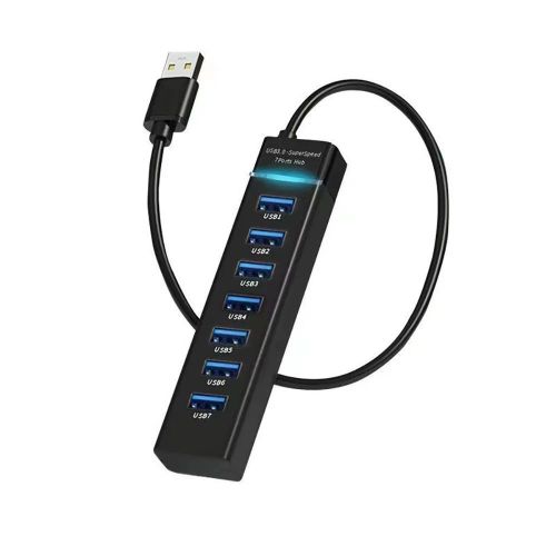 HUB USB 3.0 haute vitesse 5 GBPS LED 1 à 7 ports séparateur de câble USB extension de Transmission de données adaptateur Multiple pour ordinateur de bureau, Mac, ordinateur portable, clavier, souris, disque dur Mobile Répartiteur de câble HUB 7P