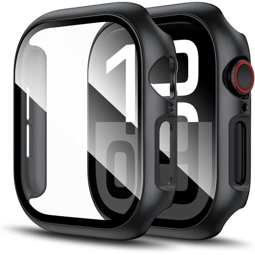 Cover + Tempered Glass pour Apple Watch Série 8 41MM Protecteur d'écran complet - Noir