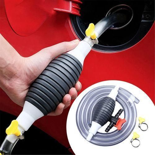 Pompe de Transfert de Liquides Manuelle – Système d'Aspiration Portable avec Tuyau pour Carburant, Huile et Autres Liquides Autorisés par le Fabricant