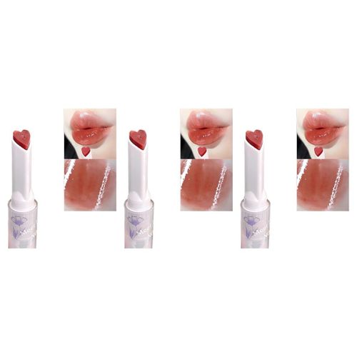 Lot de 3 - Rouge à Lèvres Cœur - Hydratant Brillant Effet Gloss - Pour Lèvres Douces et Colorées - Rouge Naturel