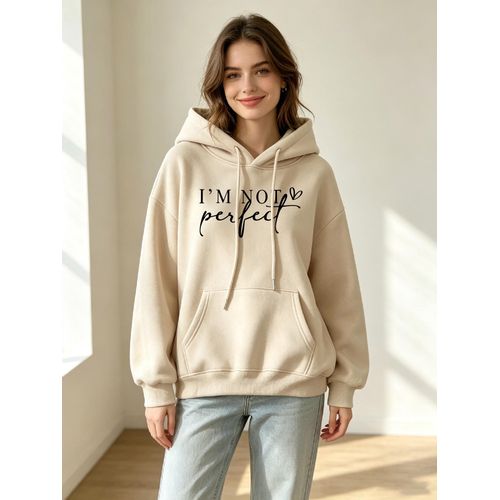Sweatshirt ample à capuche pour femme avec imprimé anglais doux en forme de cœur manuscrit, haut décontracté à manches longues