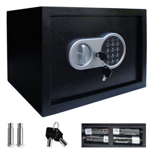 Coffre Fort à Serrure Électronique Avec Code PIN et 2 Clés, Fixations Murales et au sol 35×25×25cm
