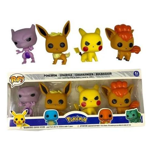 Kit de 4 figurines Pokémon – Souryile, Charnahœr, Bulbizarre – Figurines en acier ou métal – Collection – Idée cadeau enfant dès 4 ans
