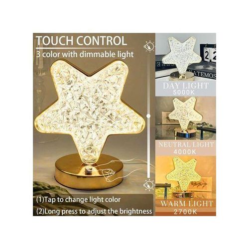 Lampe LED en forme de lune - Lampe décorative en forme d'étoile pour bureau et maison - Lampe de nuit rechargeable avec contrôle tactile et USB