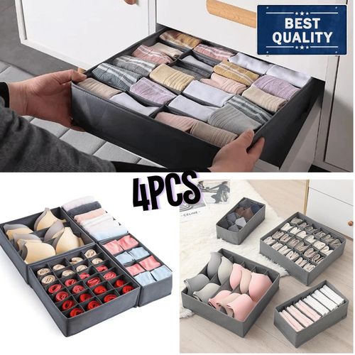 Organisateur de Tiroir pour Sous-Vêtements et Vêtements – Séparateurs Modulables, Boîte de Rangement pour Chaussettes, Soutiens-Gorge, Pantalons, Écharpes, Cravates, Armoire et Commode