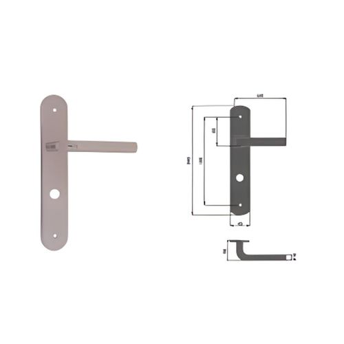 Poignée de Porte - Aluminium Anodisé Inox - Sur Plaque CRP - Finition Brossée
