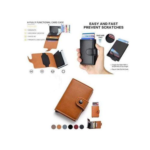 Porte-cartes de crédit Rfid pour hommes, portefeuilles en cuir, porte-cartes bancaires d'affaires en aluminium