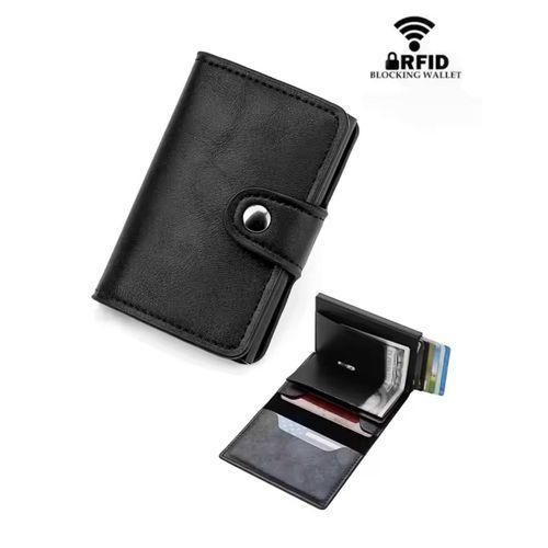 Portefeuille, Porte carte bancaire, Porte monnaie Anti-RFID - Noir