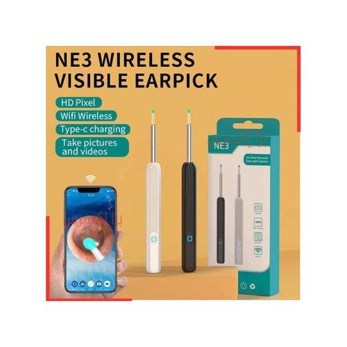 Nettoyeur d'oreilles haute précision, Caméra Oreilles Nettoyage Wi-Fi Visible Élimination Cire, outil d'élimination de la cire d'oreille avec caméra Otoscope sans fil, Kit de nettoyage d'oreille intelligent