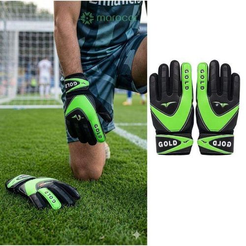 Gants de Gardien de But GOLD Elite – Noir et Vert Fluo Haute Performance
