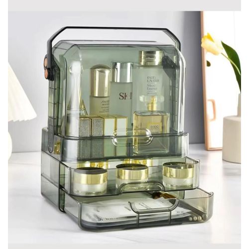 Vitrine cosmétique en acrylique, organisateur de maquillage transparent tout-en-un, grand espace de rangement
