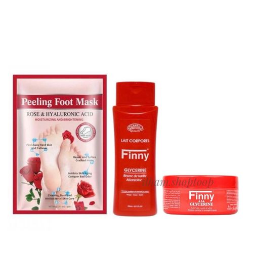 Chaussettes exfoliantes+Finny Lotion Corporelle & Crème Hydratante à la Glycérine