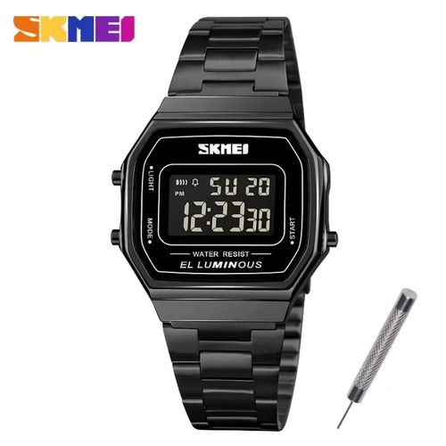 Montre Numérique Homme Femme – Montre Électronique Multifonction Étanche 30M avec Chronomètre, Bracelet en Acier Inoxydable