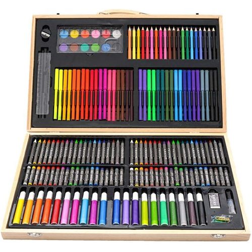 Mallette de Coloriage 180 Pièces pour Enfants – Set Complet de Dessin et Aquarelle avec Crayons de Couleur, Pastels et Accessoires