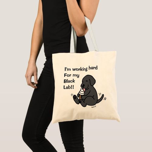 Tote bag work hard black lab licking ice cream cream Unique, haute qualité