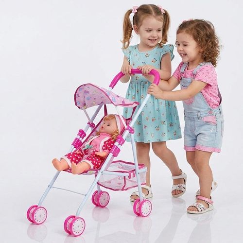 عربة دمية مع دمية للأطفال