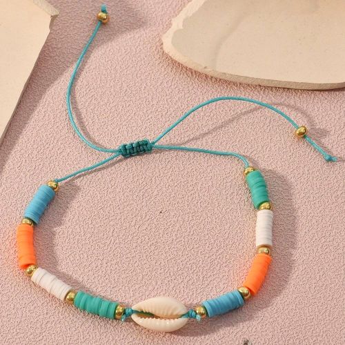 Bracelet Orange Bleu Blanc & Wed3a Coquillage