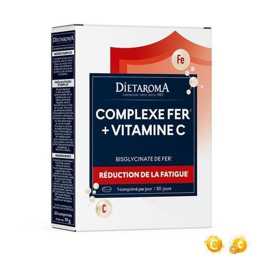 Complexe FerVitamine C Rduction de la Fatigue 30 Comprims