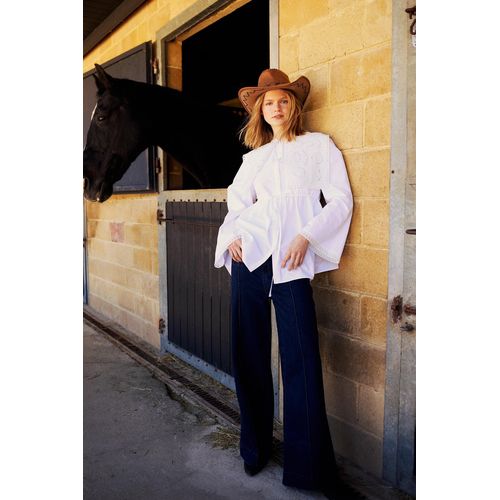 Pantalon Jambe large Femme Bleu foncé