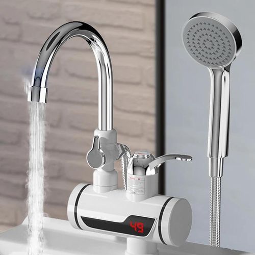Pack Robinet Chauffe-Eau Électrique Instantané avec Douche – Affichage Numérique, Chauffage Rapide 3 Secondes, Rotation 360°, Sans Réservoir – Cuisine & Salle de Bain