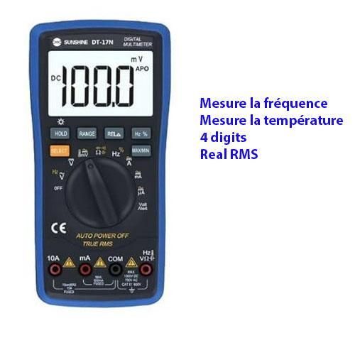 Multimètre numérique portable Sunshine DT-17N avec rétroéclairage LCD