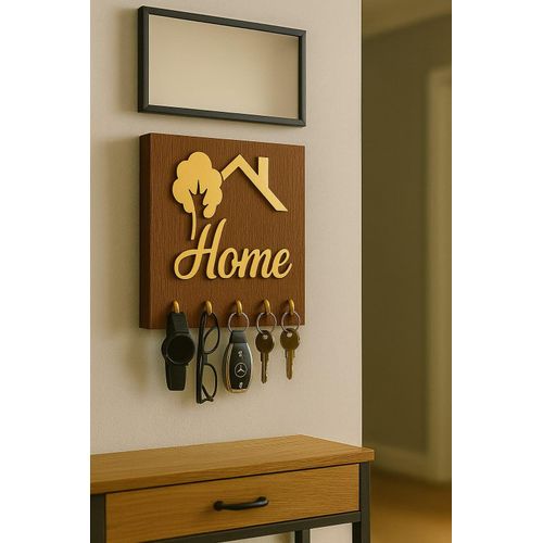 Porte-Clés Mural Design “ HOME & ARBRE ” – Support à Clés Décoratif – Organisateur d’Entrée Moderne & Élégant