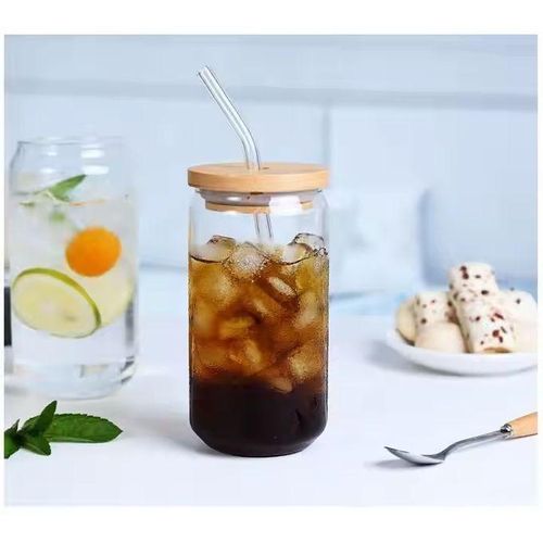 Bouteille d'eau en verre transparent au design canette de Cola