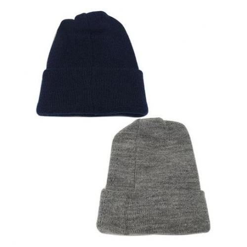 pack 2 Bonnets simple mixte Gris-bleu marine