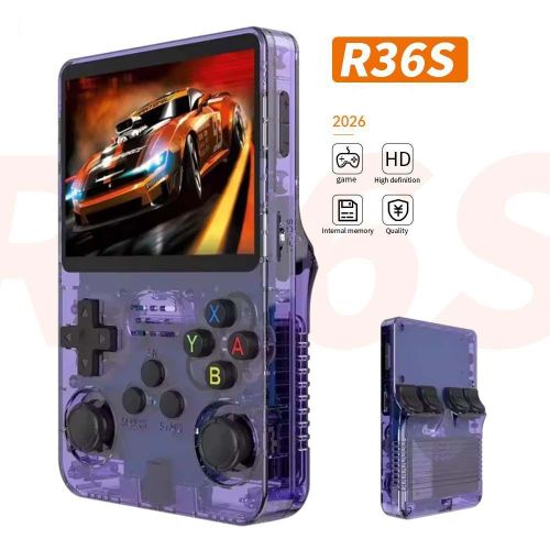 Console de jeu portable rétro R36S – Écran IPS de 3,5 pouces, 64 Go, design transparent, appareil de jeu portable avec jeux intégrés , système de jeu portable Gameboylecteur de jeux vidéo portable