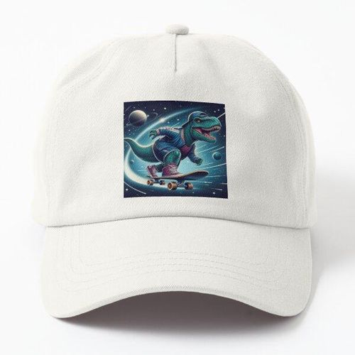 dinosaure en skateboard casquette blanc unique