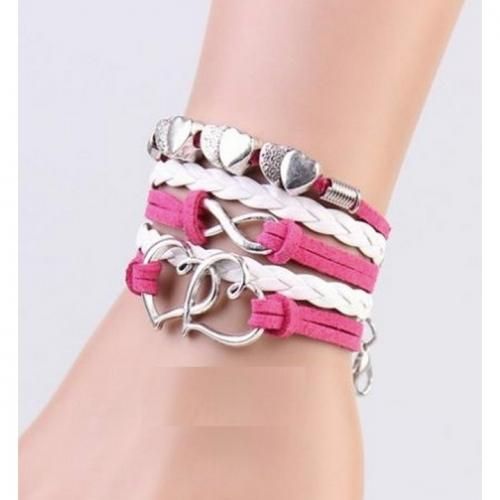 Bracelet Femme Fil Et Cuir Avec 3 Pendentifs Fashion
