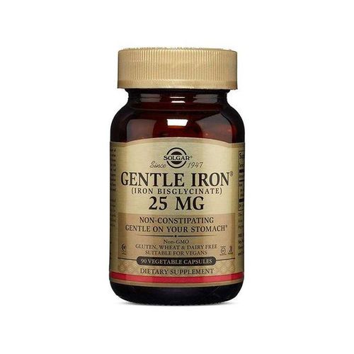 Fer doux 25 mg 90 gélules végétales, Gentle Iron, Non-Constipant, Anémie, Fatigue, MADE in USA