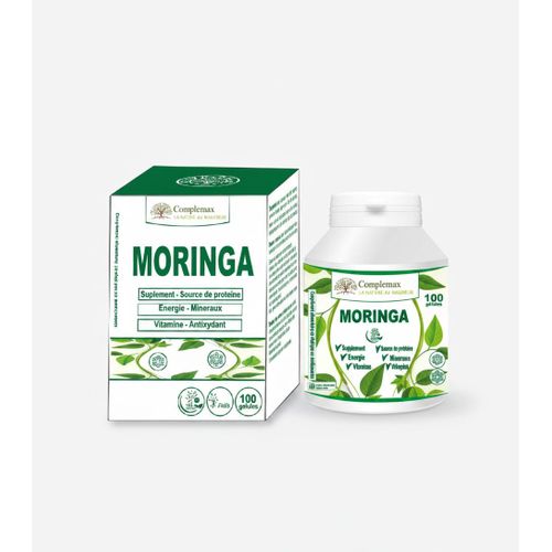 Moringa 400mg, Source de Protéine, Énergie, Minéraux, Vitamines & Antioxydant, 100 Gélules