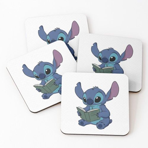 4 Dessous de Verre Stitch lit un livre sous tasse unique