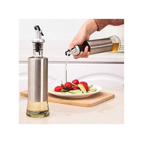 Bouteille distributeur d'huile et de vinaigre en verre revêtu d'acier inoxydable