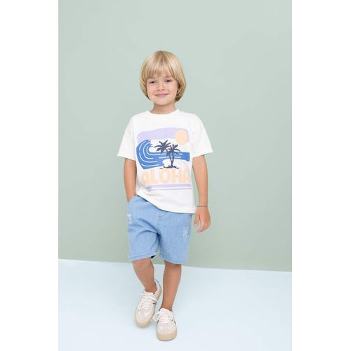 Short Jean à imprimé étiquette pour Bébé Garçon