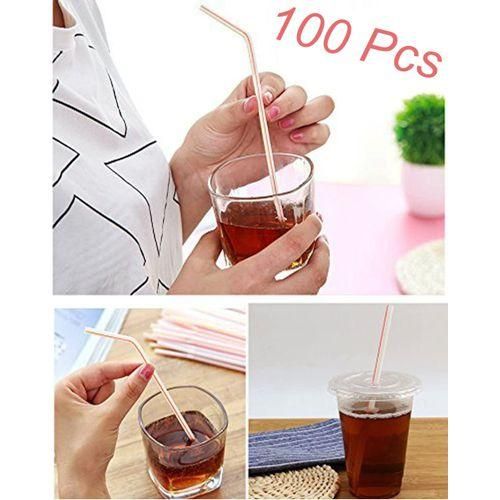 Pailles jetables sans BPA, flexibles et colorées, pack de 100 pièces