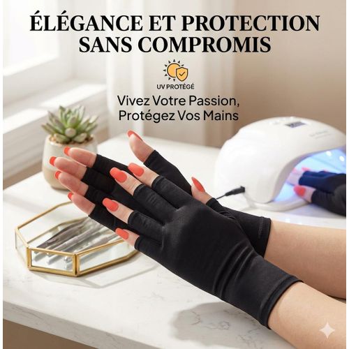 Masque de Main Sans Doigts pour Ongles en Gel – Léger, Respirant & Anti-UV, Accessoire Manucure/Pédicure Tendance, Noir