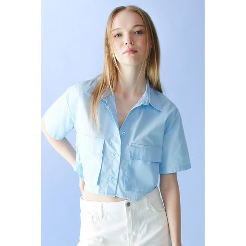 Chemise à manches courtes Coupe oversize Femme Bleu clair