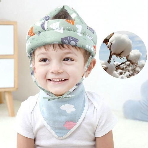 Casque de sécurité bébé anti-collision Chapeau doux pour éviter les chocs pour les premiers pas Vert