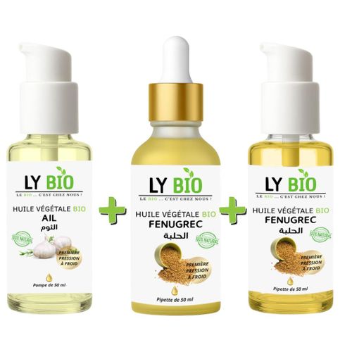 PACK HUILE AIL 50ML - POMPE + HUILE FENUGREC 50ML - PIPETTE + HUILE FENUGREC 50ML - POMPE