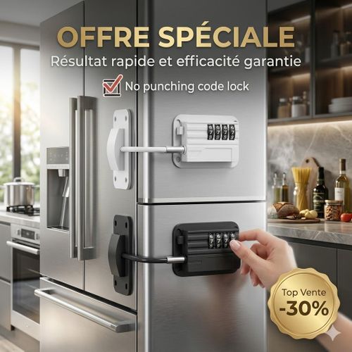Réfrigérateur Verrouillage, Upgraded Refrigerator Lock Combinaison, Congélateur Verrouillage pour Congélateur vertical, Cabinet Lock avec Code pour la Sécurité des Enfants, Réfrigérateur Verrouillage pour Enfants, Noir