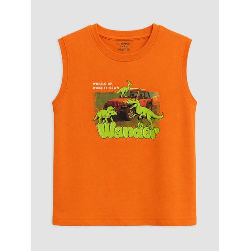 Crew Neck Printed Boy's Tank Top
