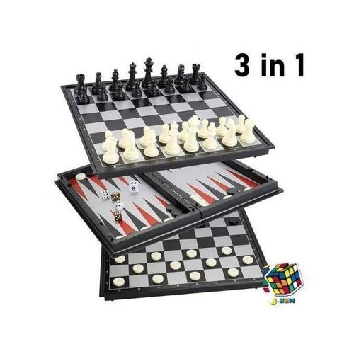 Backgammon & Chess Set Jeux de dam et d’échecs Chess Set Folding Board 3 in 1