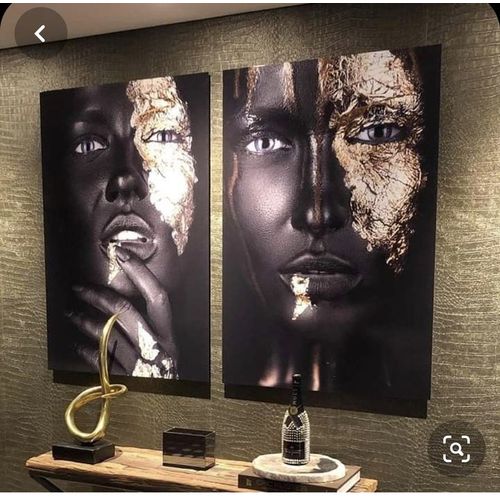 Tableau décoratif mural 2 pièces avec cadres bois de cèdre naturel