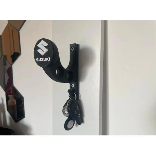Support Mural pour Casque, Clés et Veste - Design Suzuki - Noir