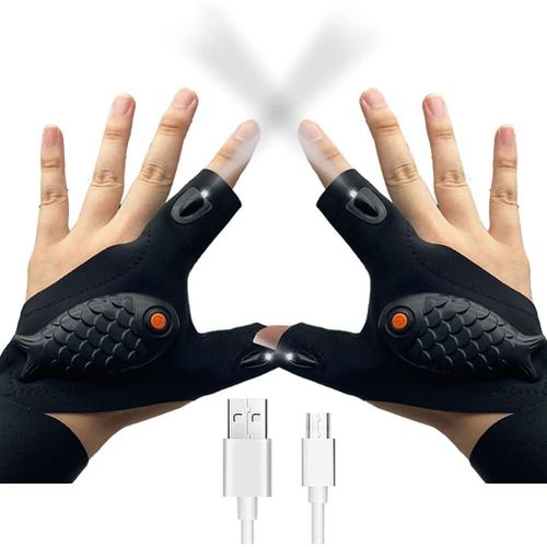 Gants Lampe LED Mains Libres – Gants Lumineux pour Pêche de Nuit, Camping, Bricolage et Réparation