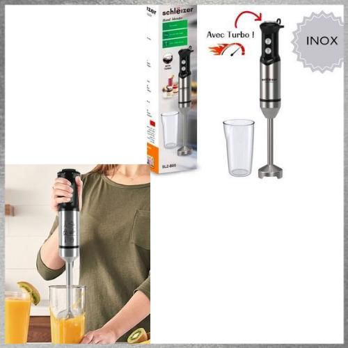 Mixeur Plongeant Électrique INOX avec Fonction Turbo – Blender à Main Multifonction pour Cuisine
